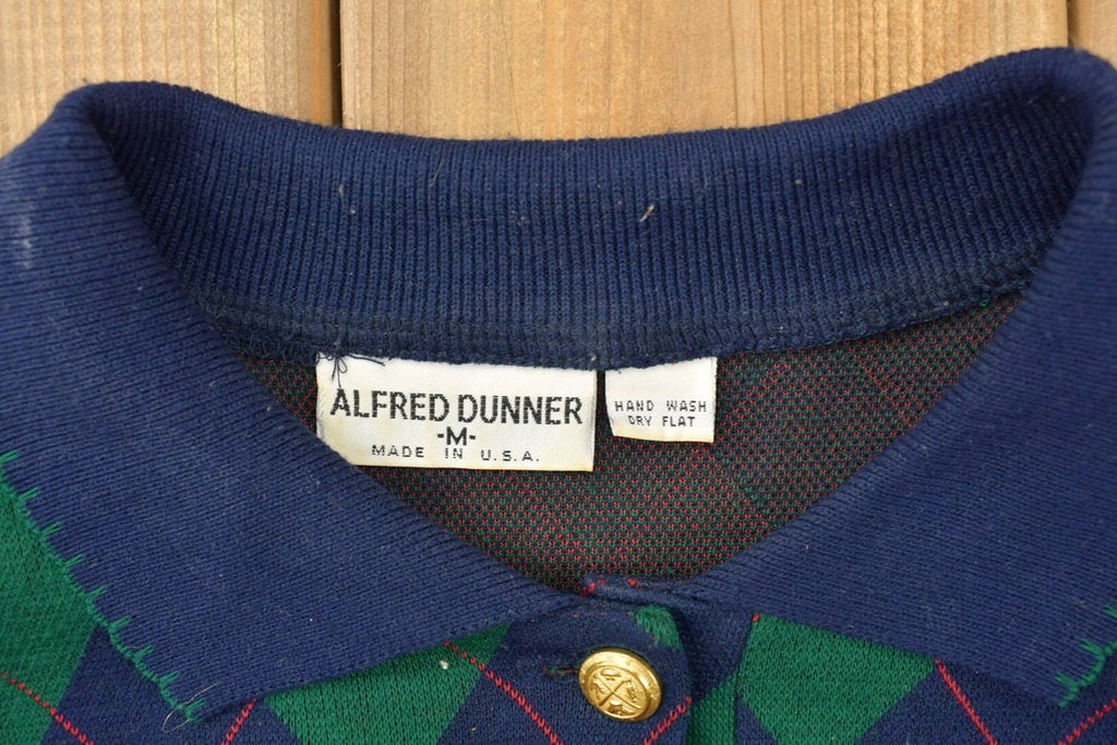 Vintage 1990s Alfred Dunner Argyle Knitted Collared Sweater
