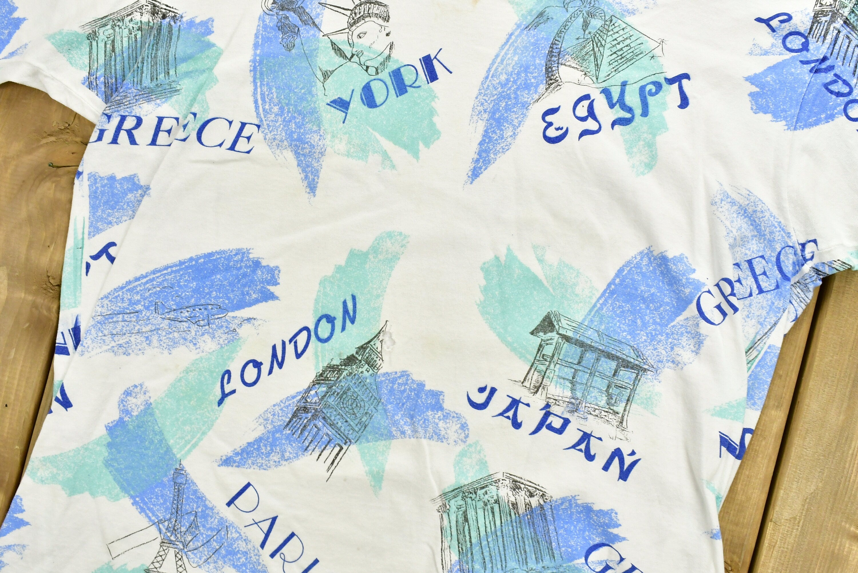 Vintage 1990s Major Cities All Over Print Tourist T-Shirt