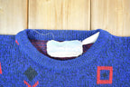 Vintage 1990s Helium Blue Abstract Pattern Knit Crewneck Sweater
