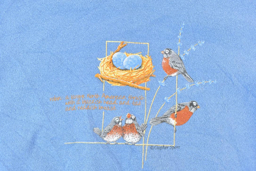 Vintage 1990s Gopher Sport Robin Bird Outdoorsman Double Collar Crewneck Sweatshirt