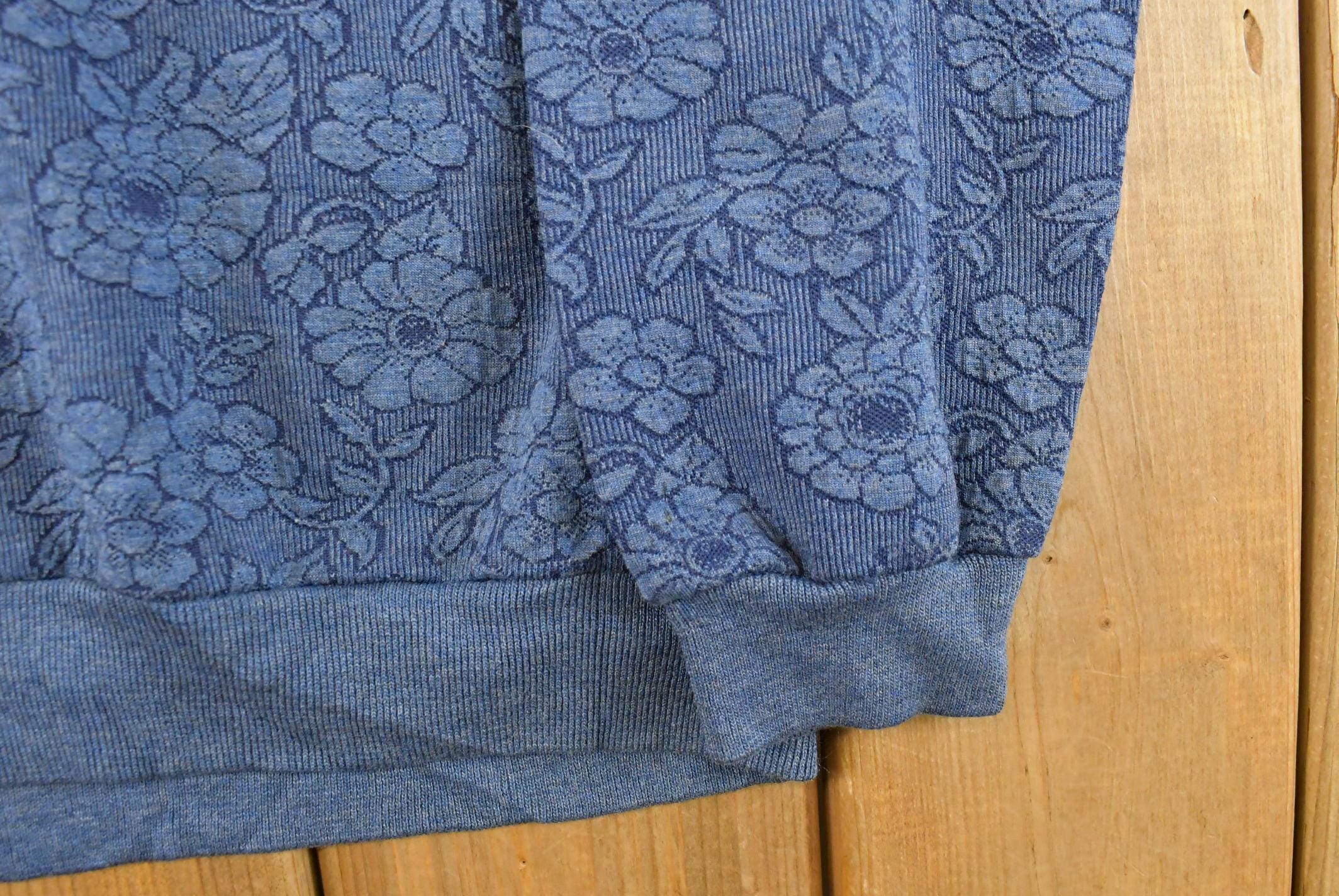 Vintage 1990s Cape Cod Floral Collared Sweatshirt Sun Faded Men's Medium