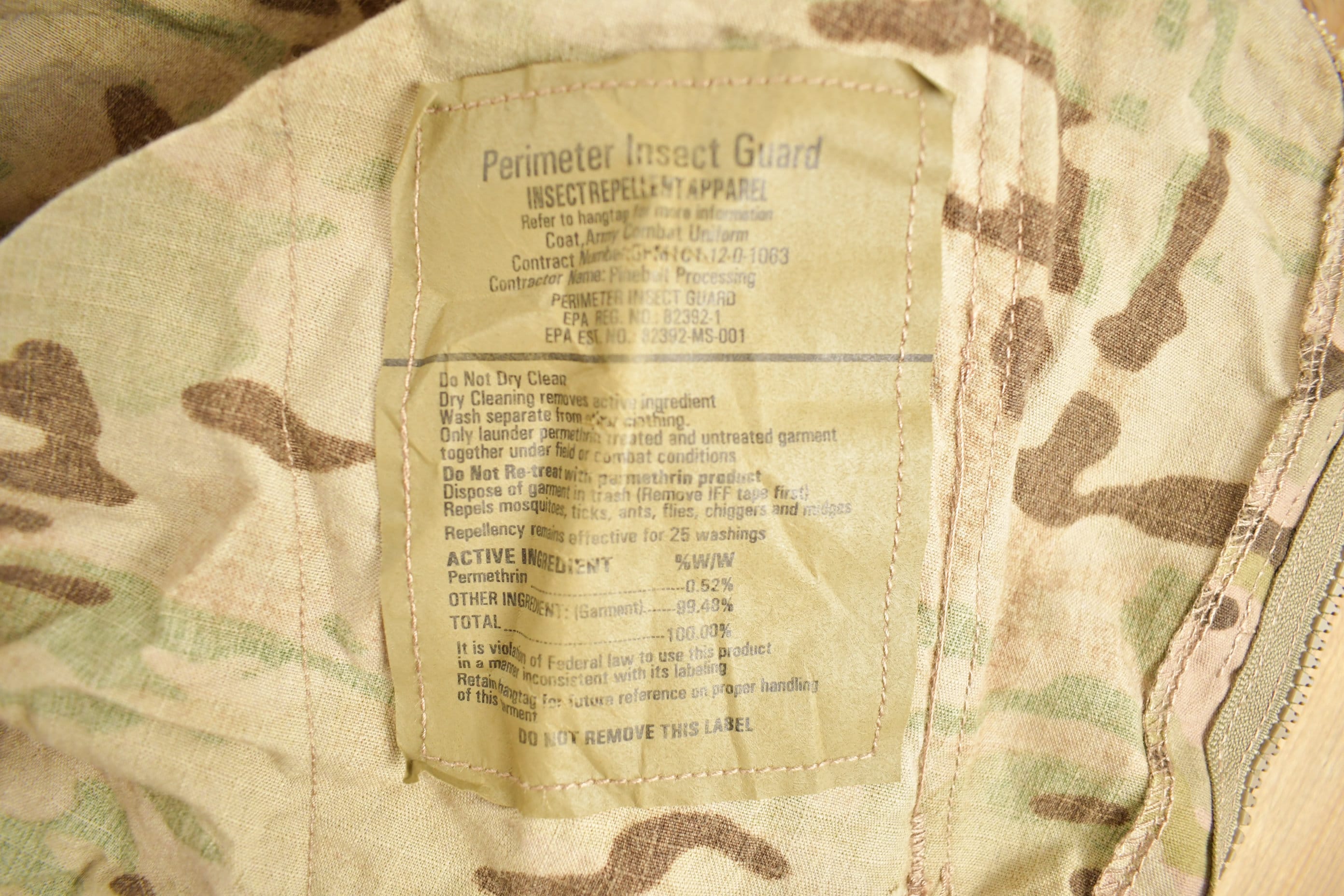 Vintage 2001 Military Desert MultiCamo Insect Repellent Field Jacket