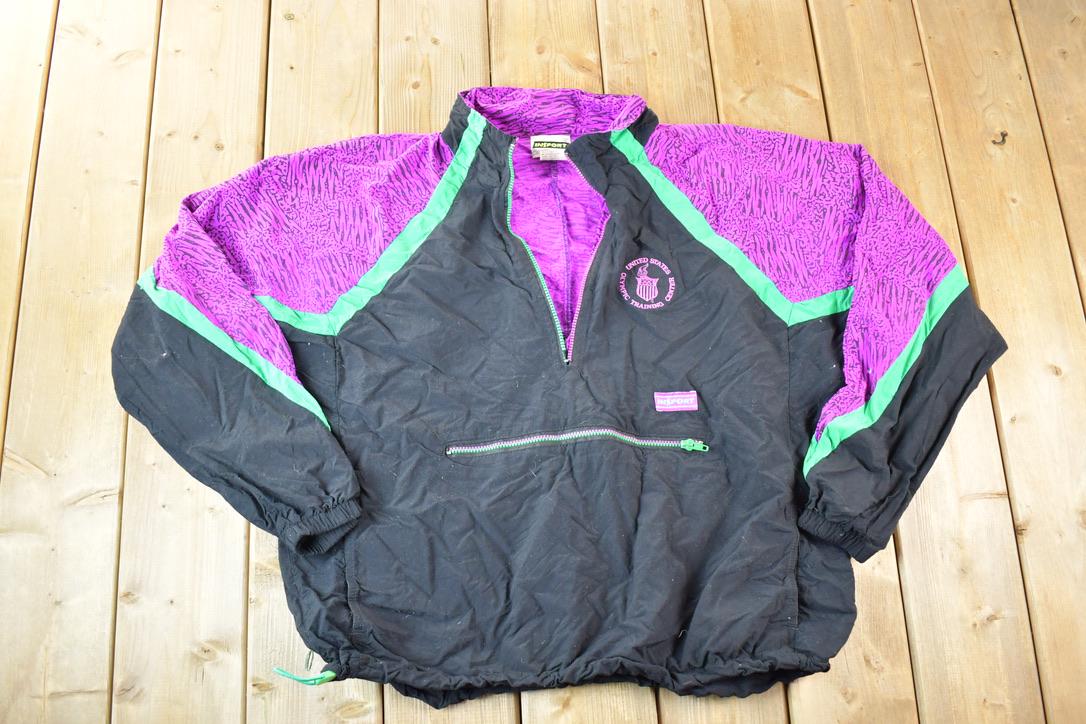 Vintage 1990s Insport US Olympic Training Centre Pullover Quarter ZIp Sweatshirt Mens XL  Made In USA  90s Souvenir Crewneck