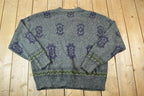 Vintage 1990s Isle Of Man Knit Perfect Mild Distress Cardigan Sweater Made In USA