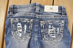 Vintage Deadstock Y2K Miss Me Bedazzled Low Rise Jeans Women's Size 26x29