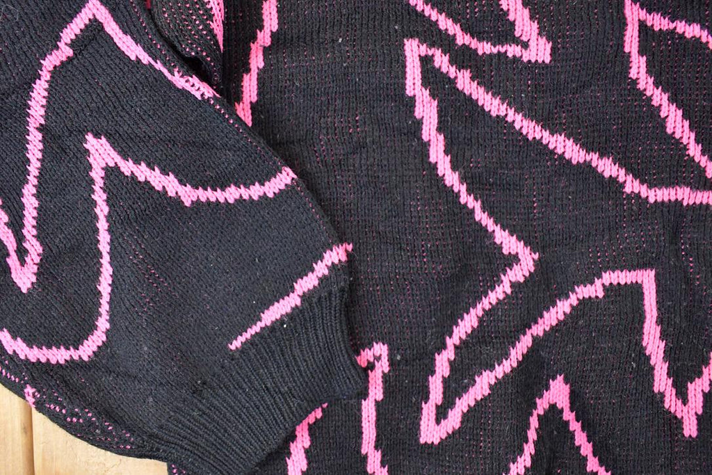 Vintage 1990s Shenanigan Floral Abstract Knit Crewneck Sweater Women's L