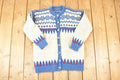 Vintage 1970's Abstract Snowflake Wool Knit Cardigan Sweater Women's S