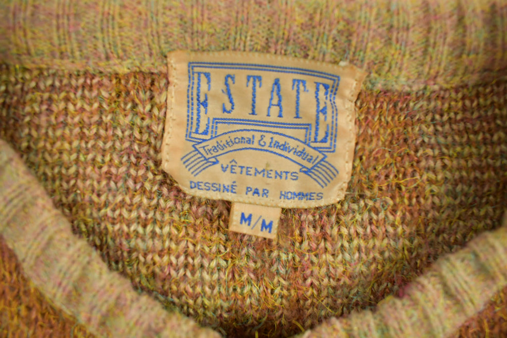 Vintage 1980s E State Knitted Pattern Crewneck Sweater