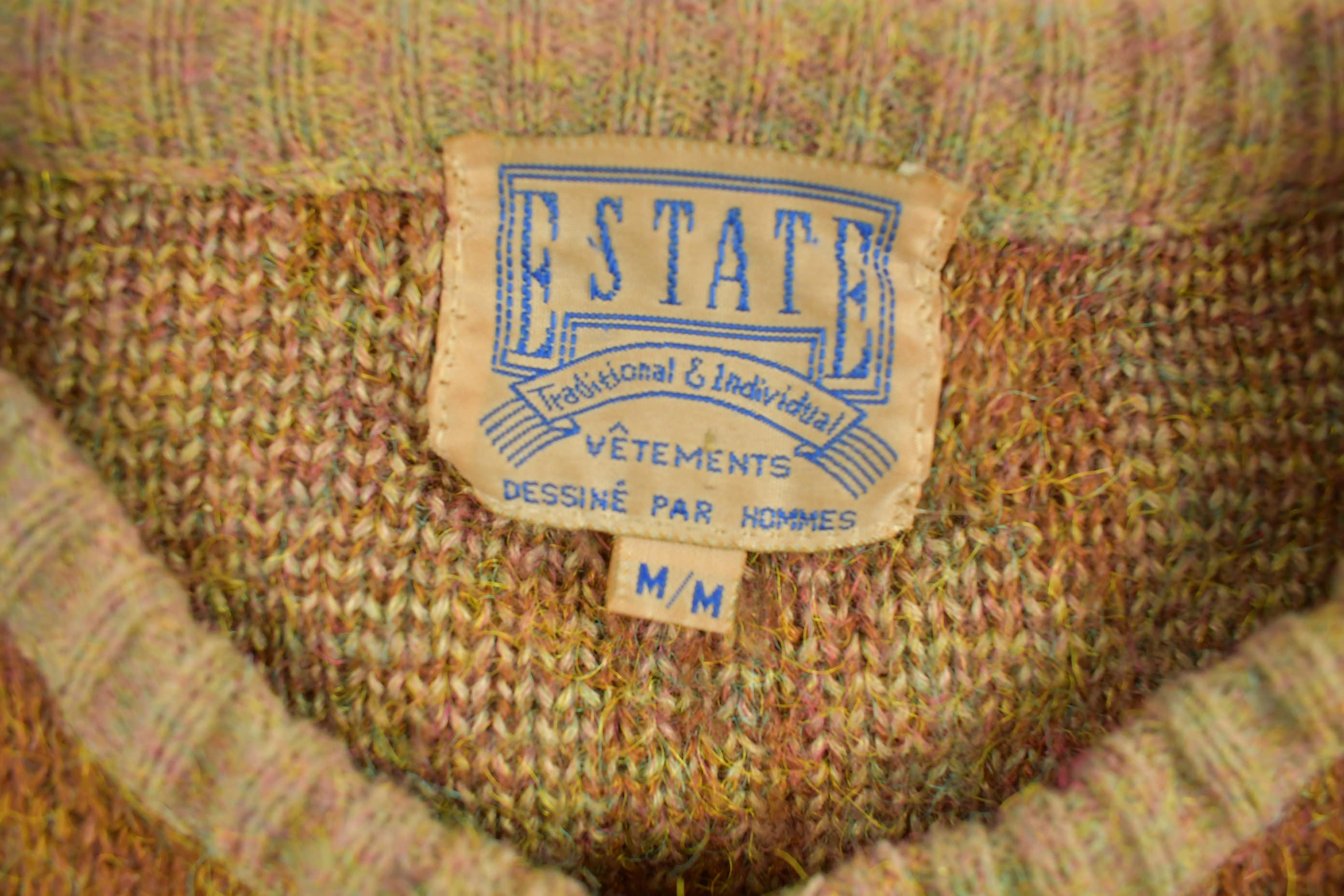 Vintage 1980s E State Knitted Pattern Crewneck Sweater