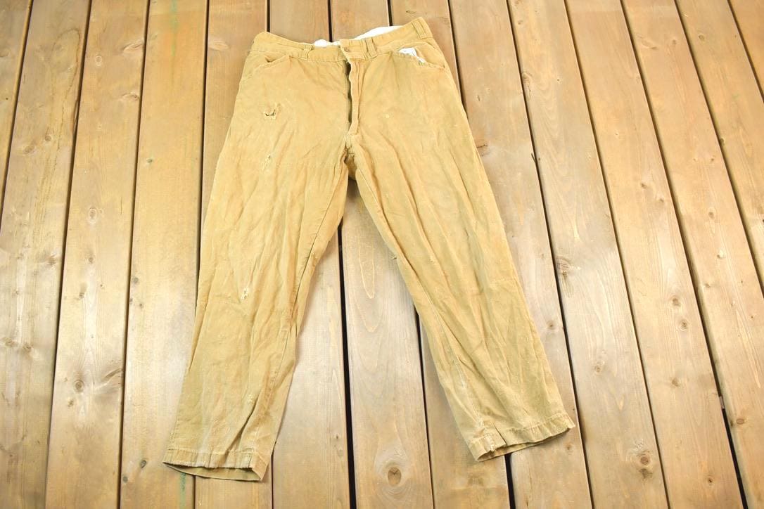 Vintage 1970s Tan Denim Work Jeans Size 34 x 25