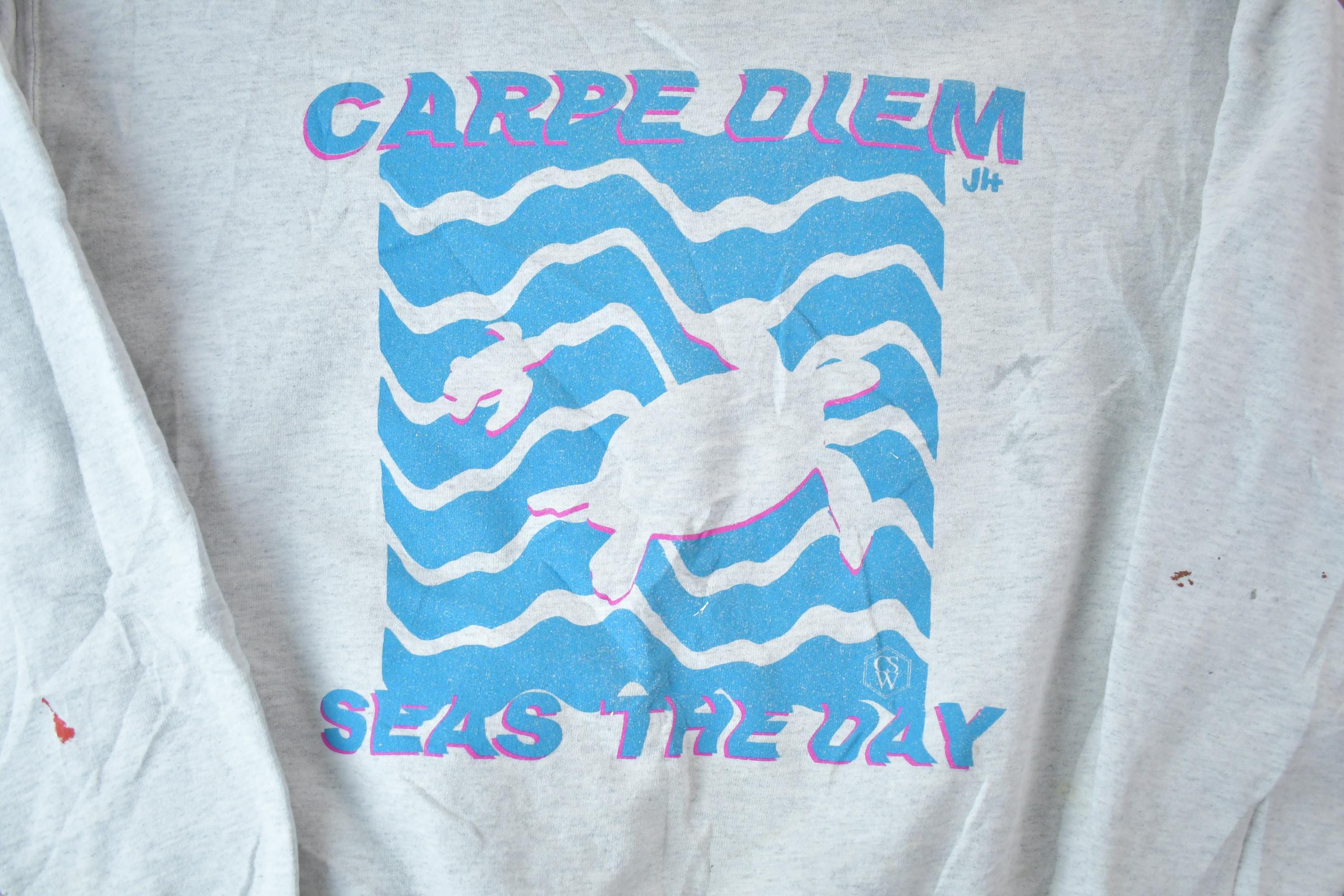 Vintage 1990s Carpe Diem Seas The Day Turtles Crewneck Sweatshirt