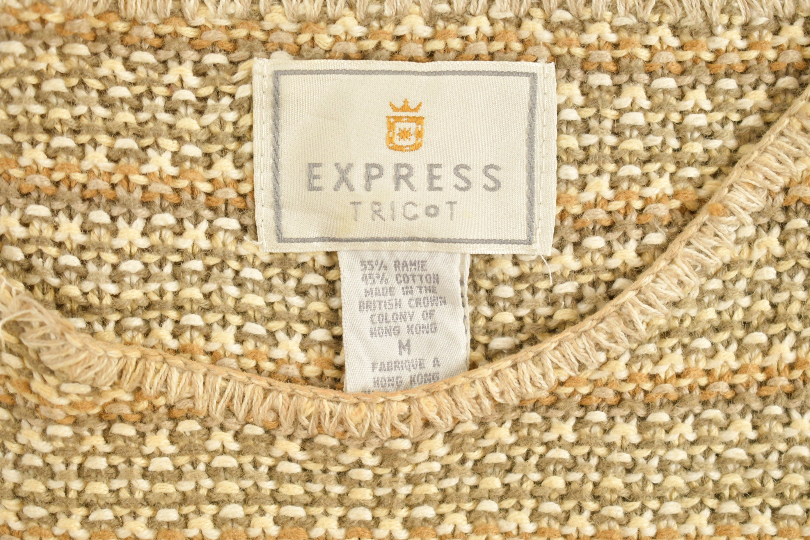 Vintage 1990s Beige Knitted Sweater /
