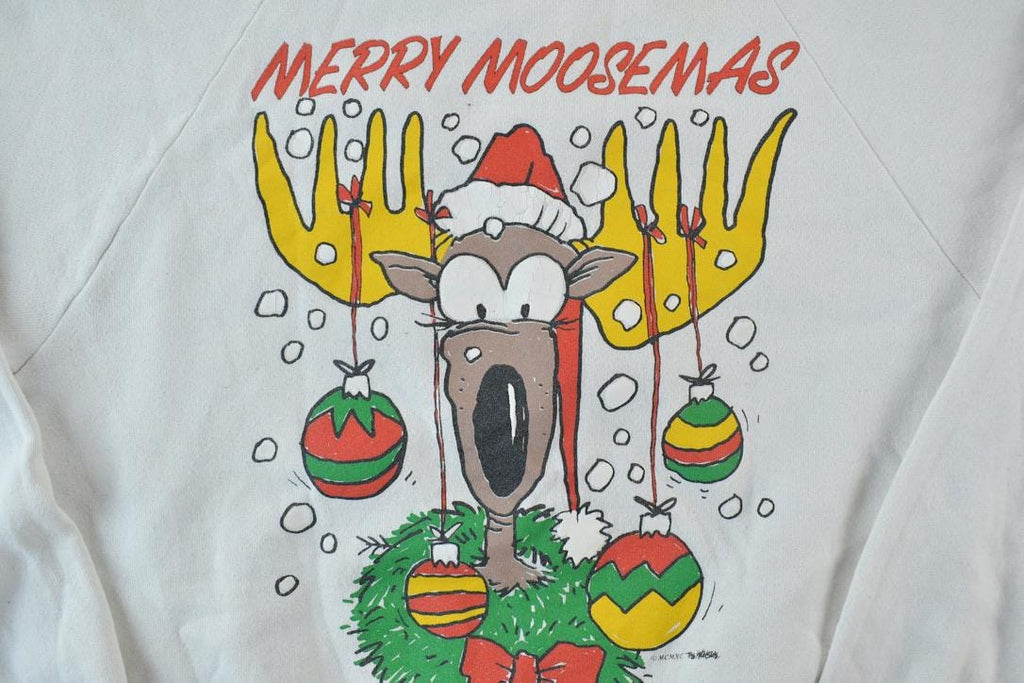 Vintage 1990s Merry Moosement Crewneck Sweatshirt Made In USA