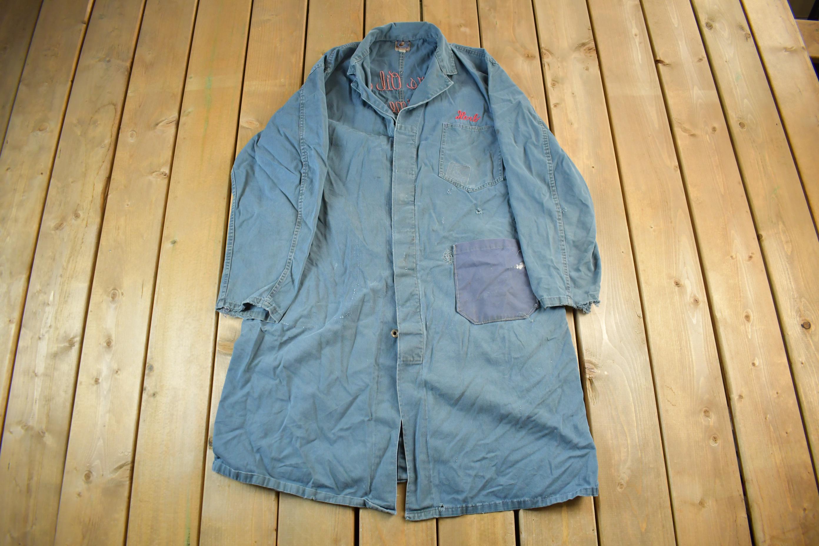 Vintage 1950s 1960s Reynolds Garage Mechanic Shop Coat Light Jacket Men's 44