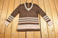 Vintage 1980s Striped Quarter Zip Crewneck Sweatshirt