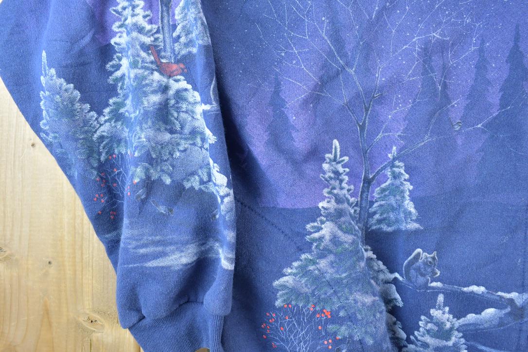 Vintage 1990s Double Collared All Over Print Button Up Outdoorsman Crewneck Sweatshirt