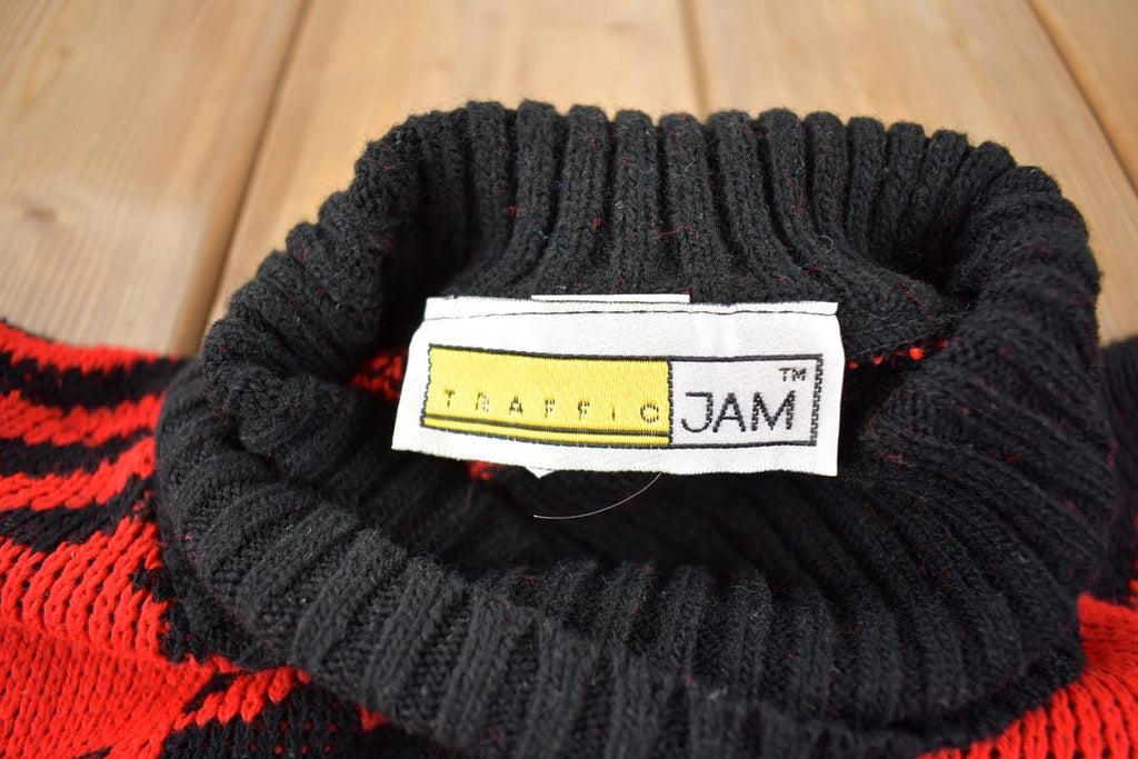 Vintage 1980s Traffic Jam Buffalo Plaid Turtle Neck Sweater
