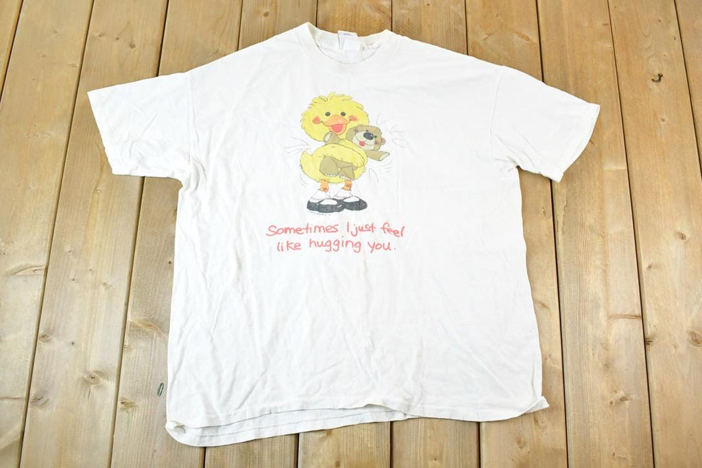 Vintage 1983 Suzy's Zoo Baby Hugging Duck Souvenir T-Shirt Womens XL