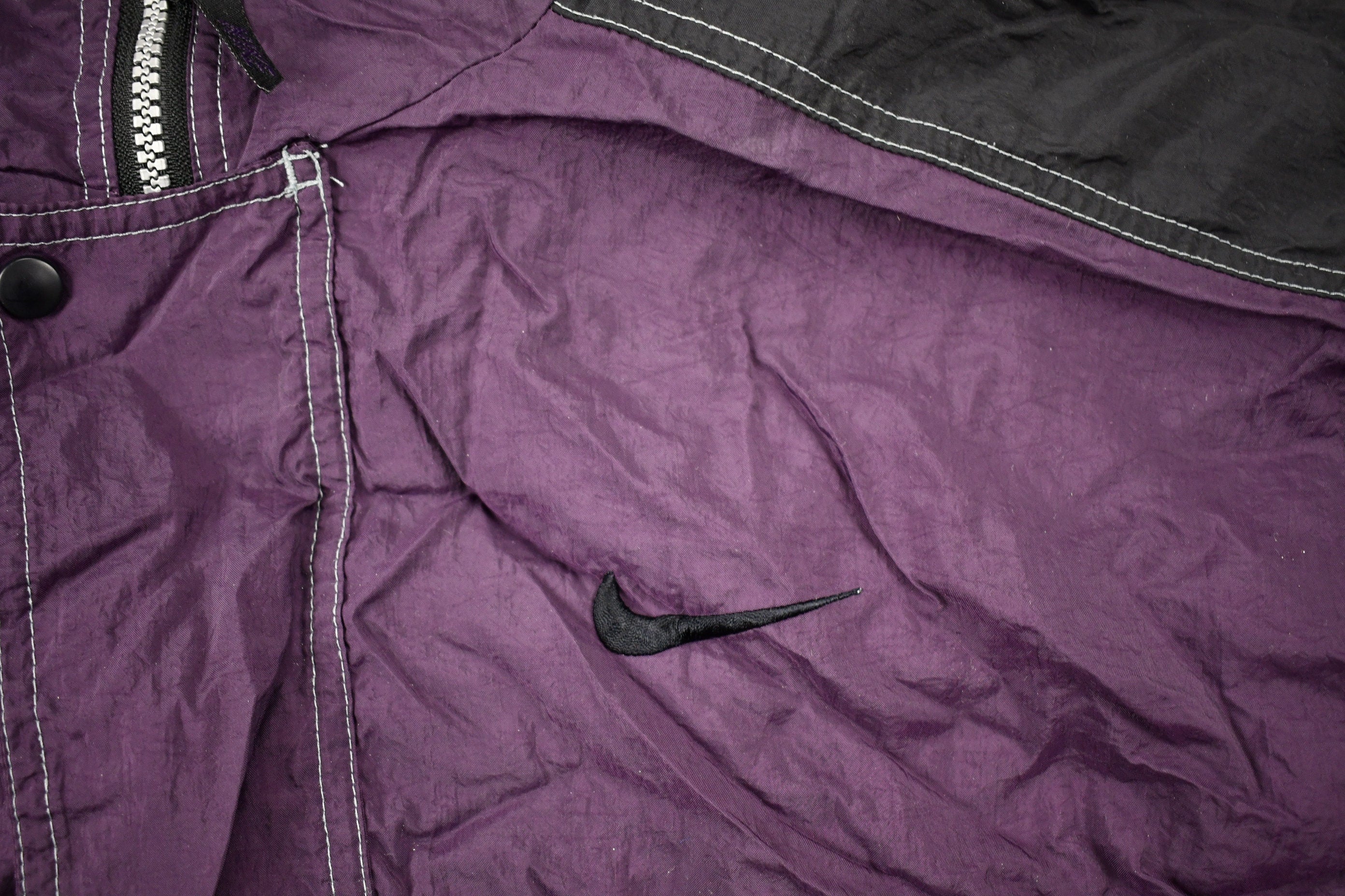 Vintage 1990s Nike Big Swoosh Full Zip Color Block Windbreaker Jacket