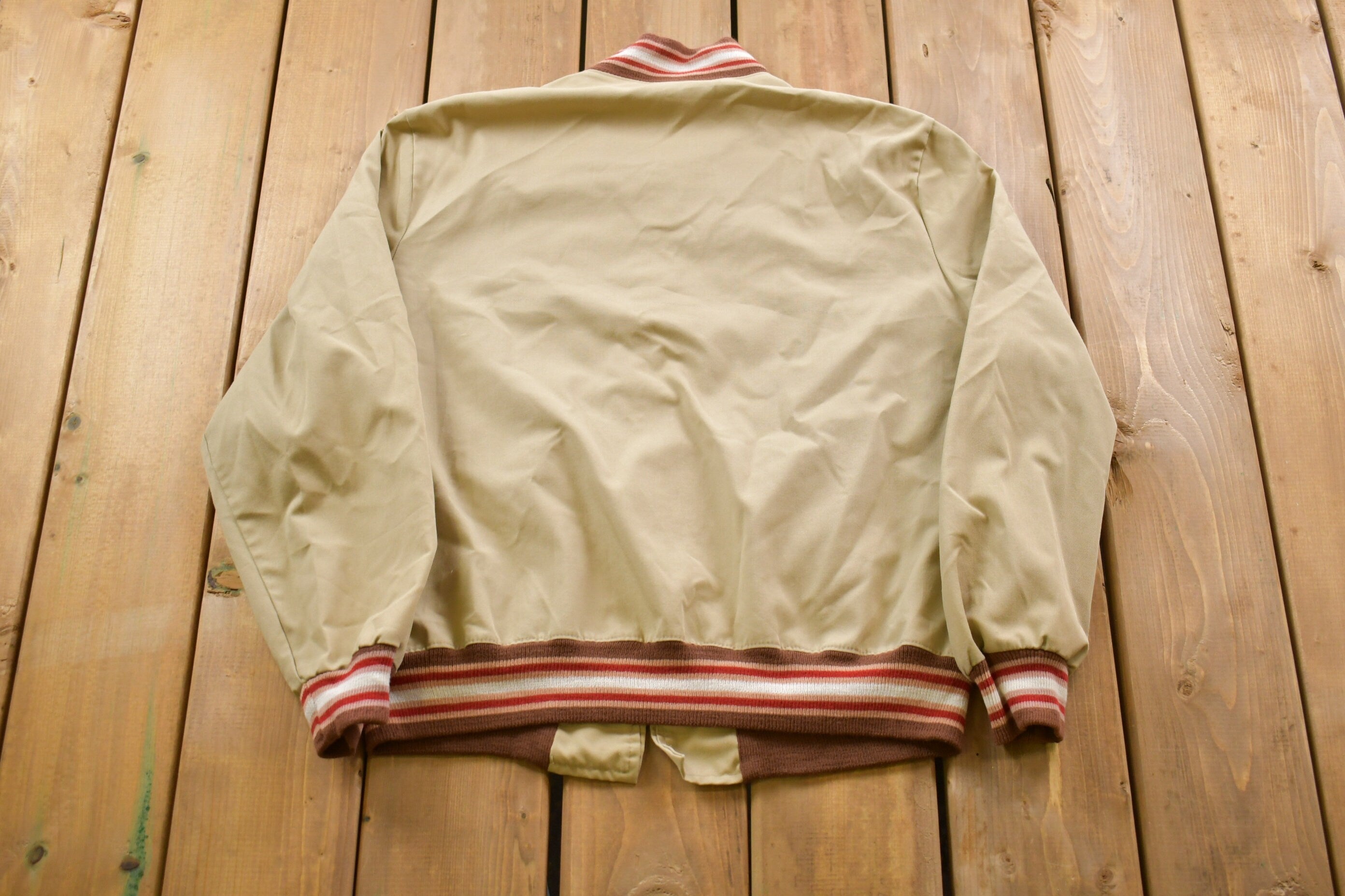 Vintage 1980s Sportswear Canvas Full Zip Bomber Jacket