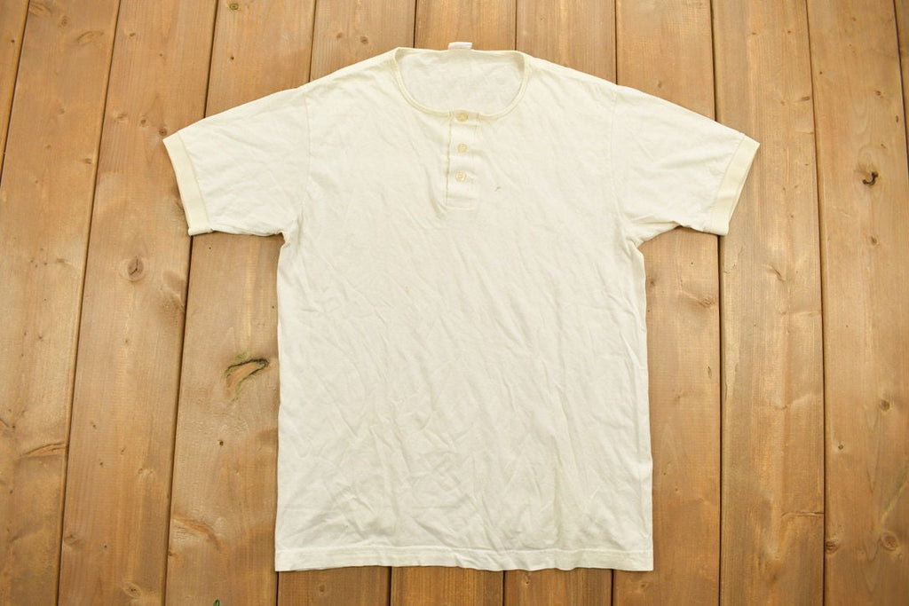 Vintage 1990s Blank Quarter-button T Shirt