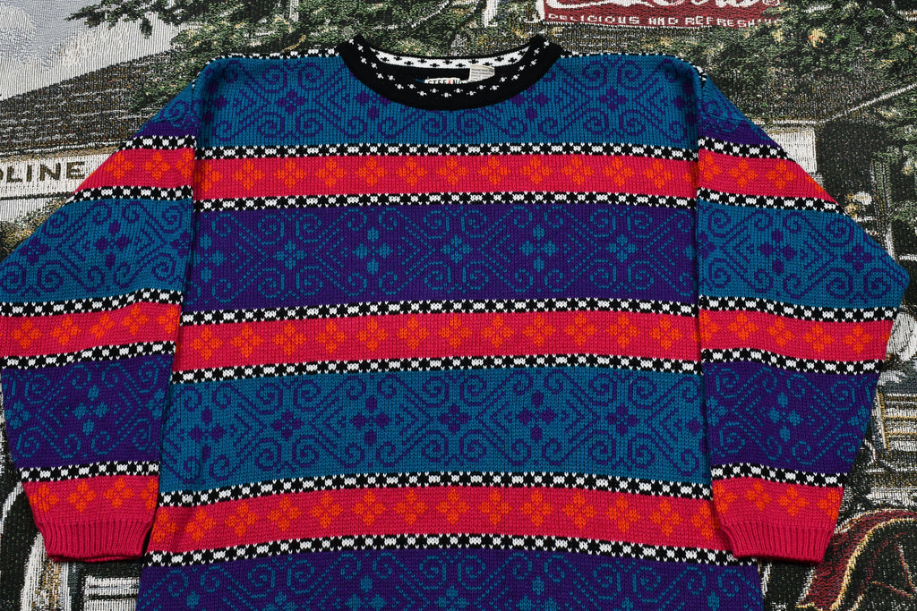 Vintage 1990s Striped 3D Knit Sweater
