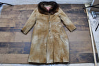 Vintage 1960s Fur Collared Suede Leather Full Length Jacket