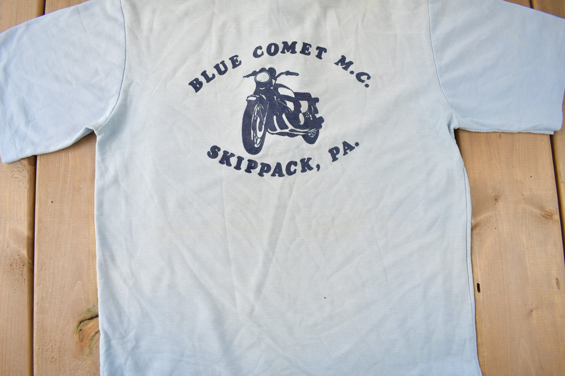 Vintage 1980s Blue Comet M.C. Skippack Quarter Button Polo Shirt Size Small