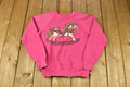Vintage 1980s Rocking Horse Graphic Cute Raglan Crewneck