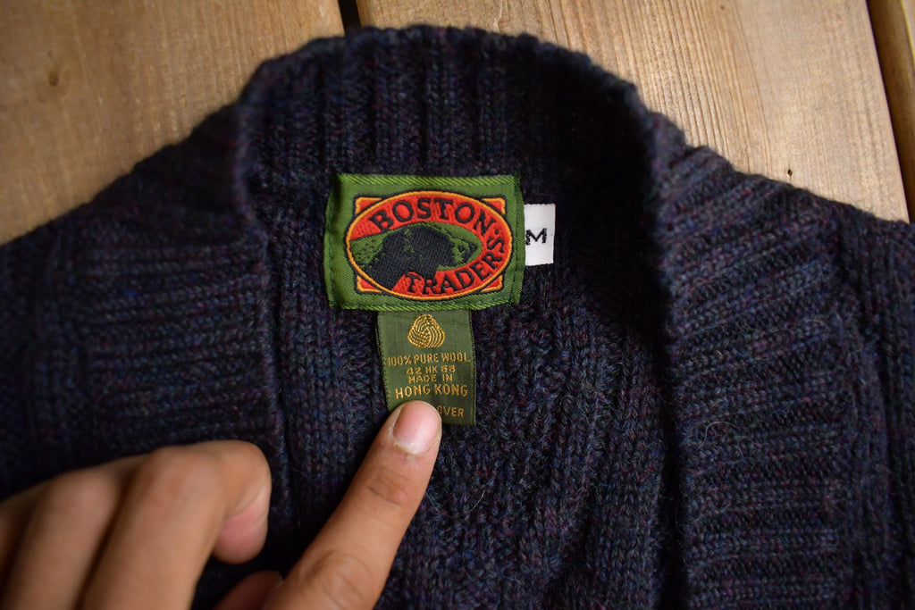 Vintage 1990s Boston Traders Wool Knit Cardigan Sweater Vest Men's Medium /