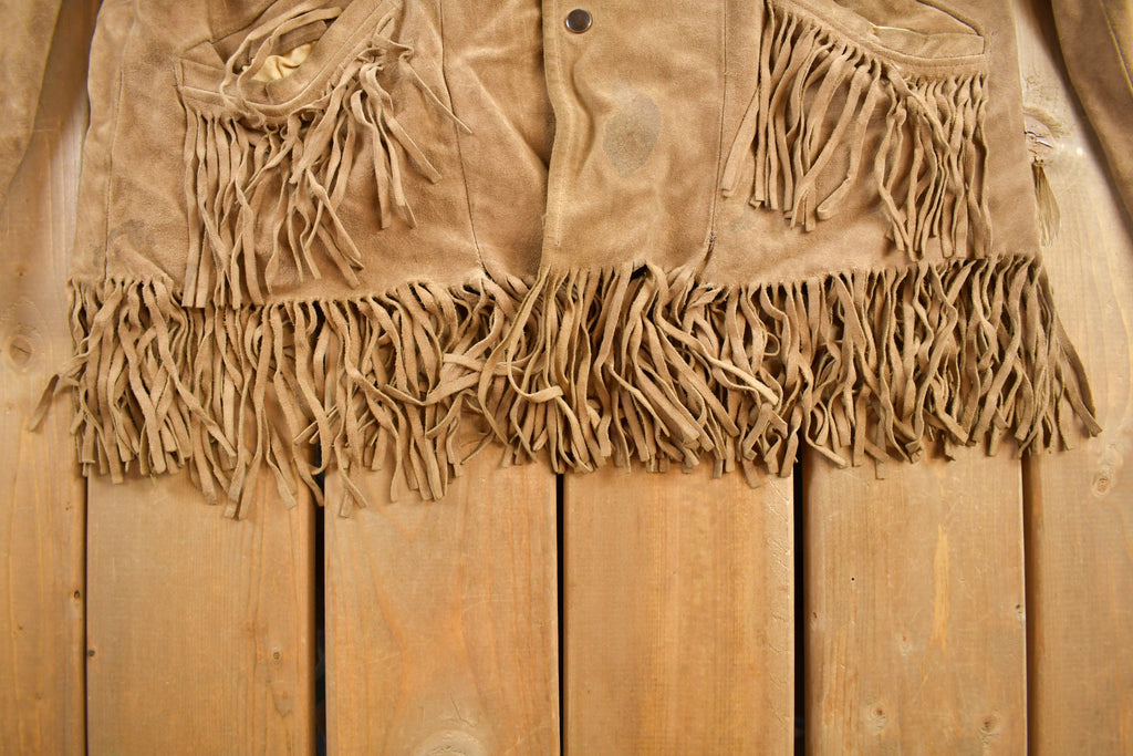 Vintage 1960s Excelled Genuine Leather Western Fringe Jacket