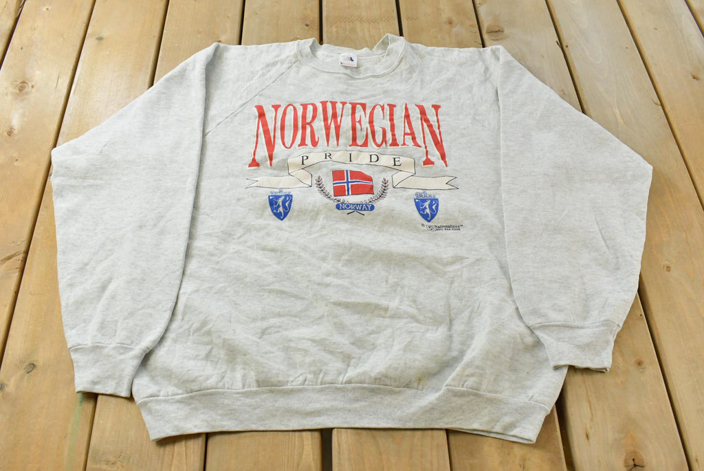 Vintage 1990s Norway Travel Souvinir Crewneck Sweatshirt Men's XL / Made In USA / 90s Destination Crewneck / Nordic Pride