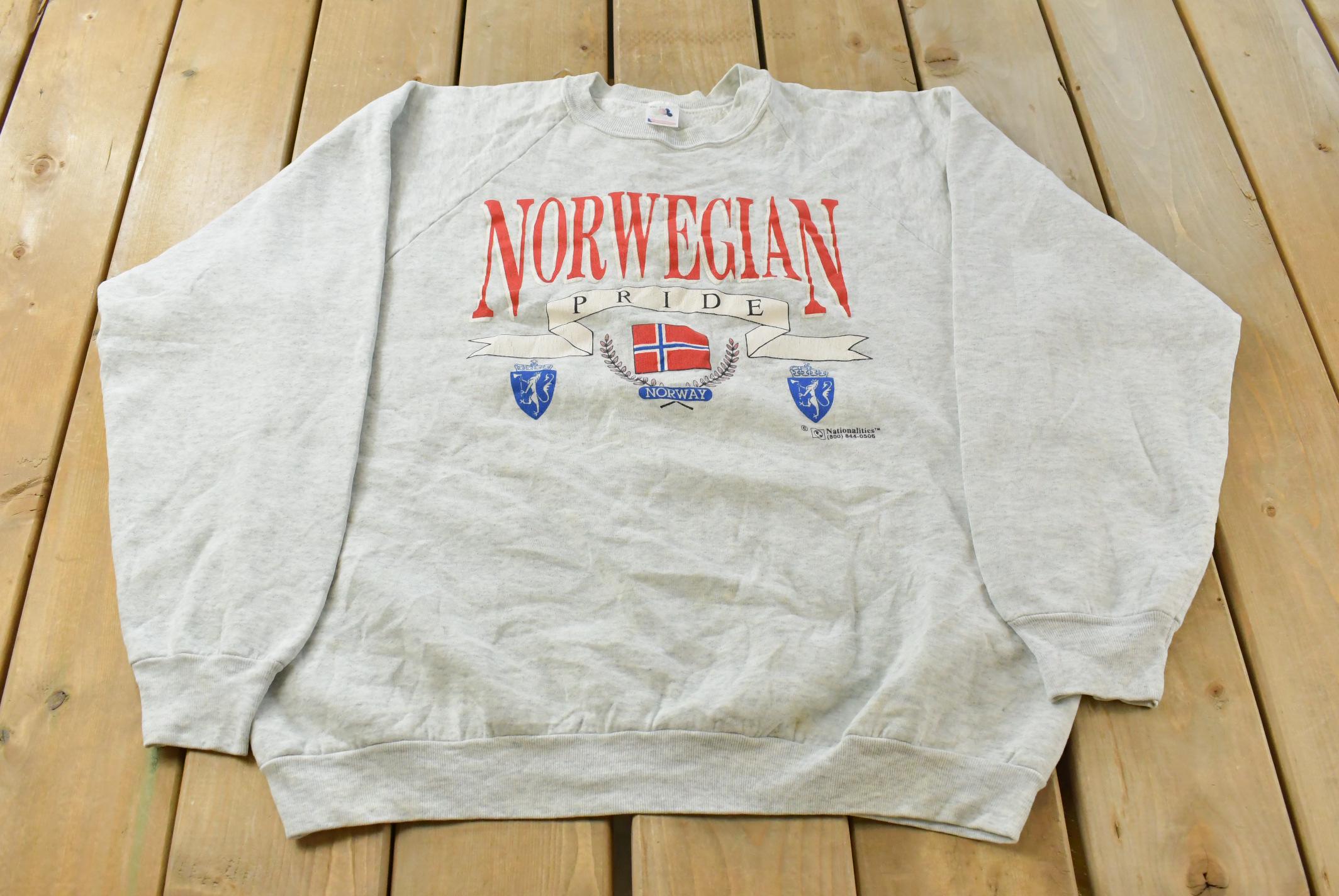 Vintage 1990s Norway Travel Souvinir Crewneck Sweatshirt Men's XL / Made In USA / 90s Destination Crewneck / Nordic Pride