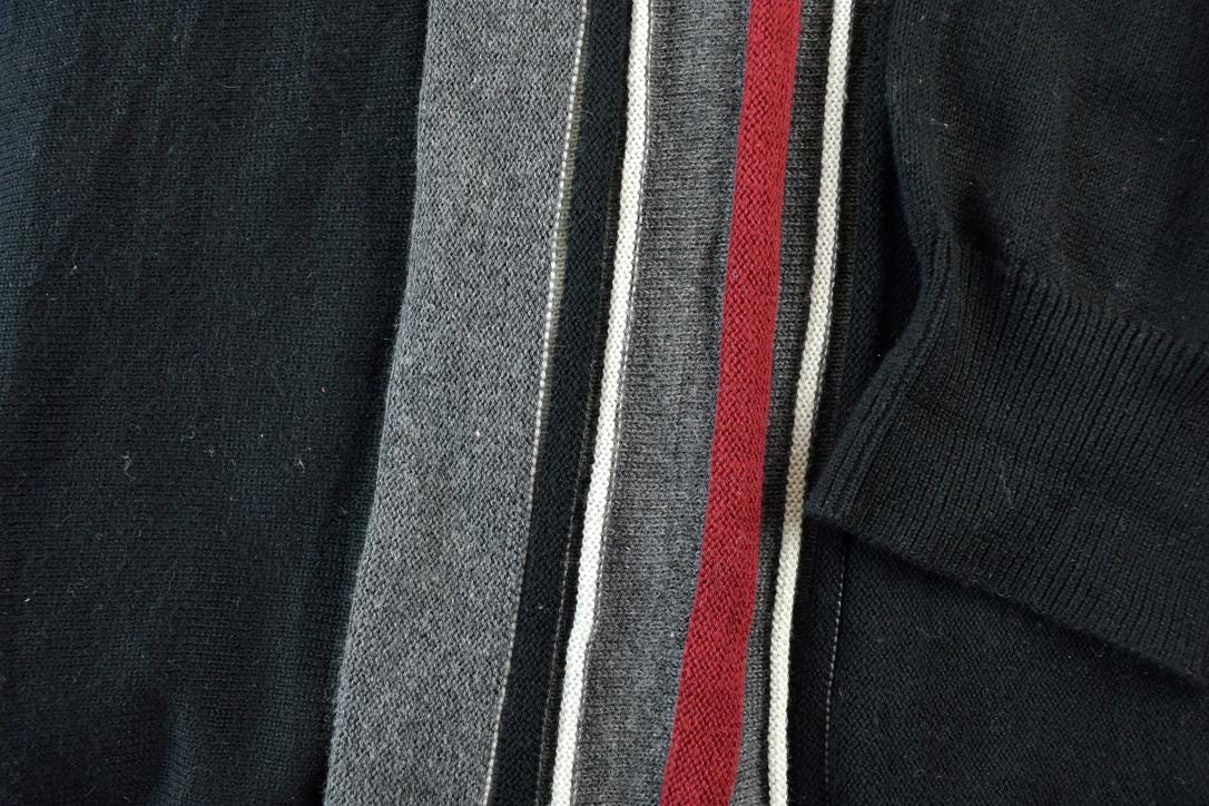 Vintage 1990s Protegee Collection Knit Striped Collared Sweater