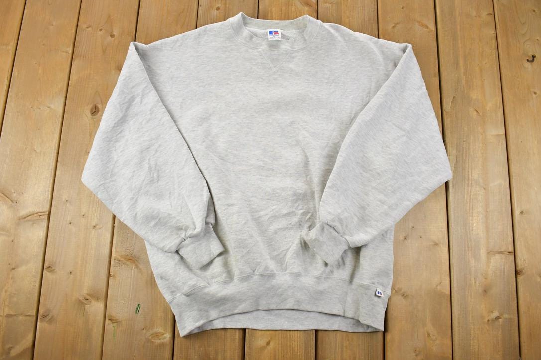 Vintage 1990s Russell Athletics Blank Heather Grey Crewneck Sweatshirt