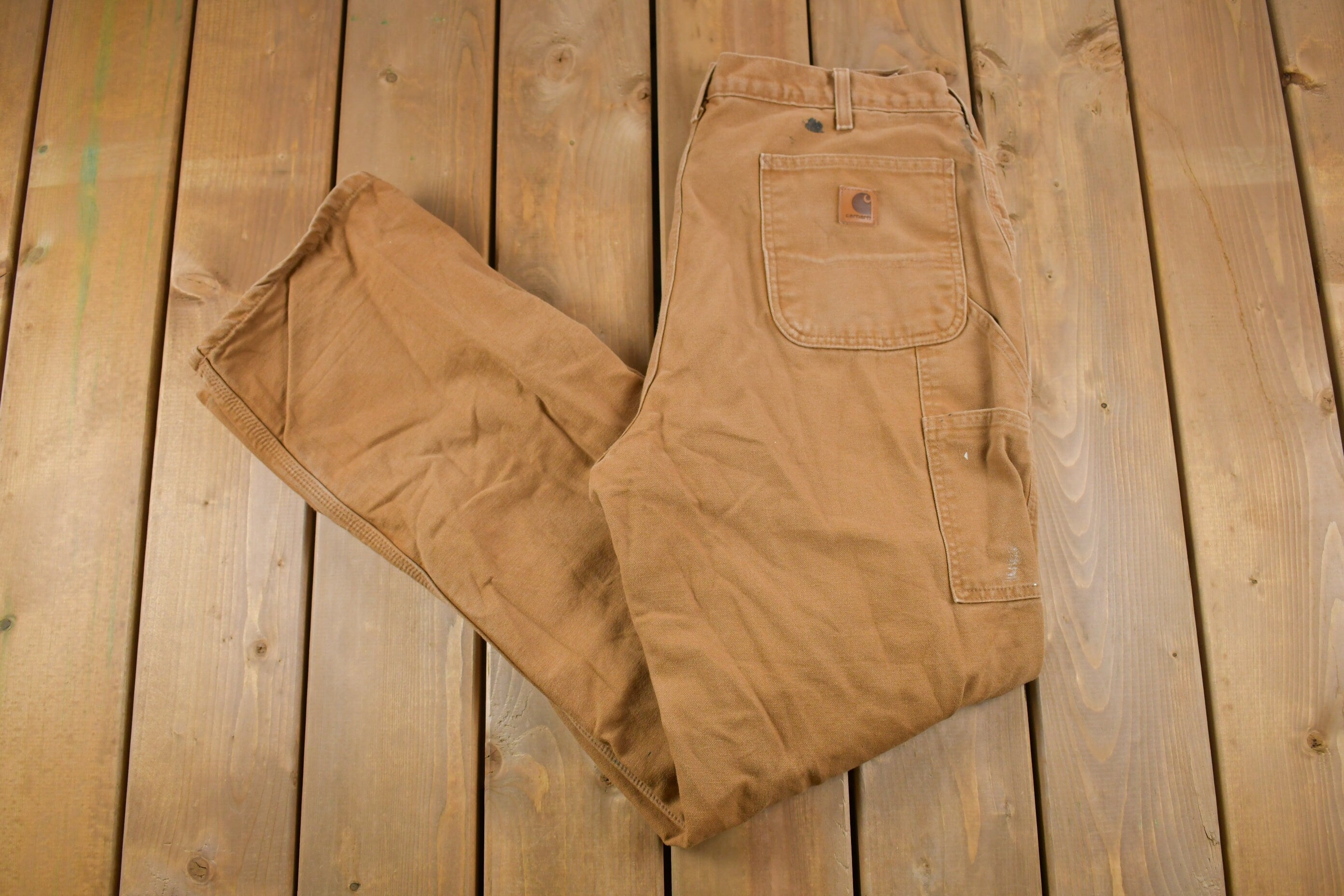 Vintage 1990s Carhartt Lined Carpenter Work Pants Size 34 x 34