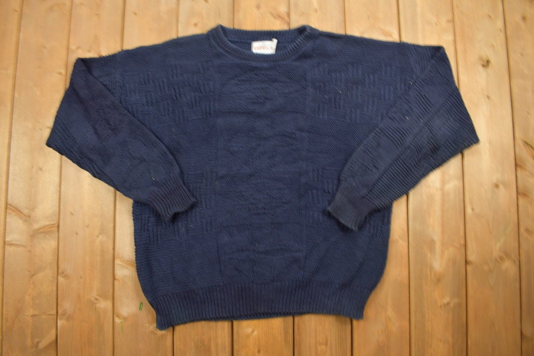 Vintage 1990s Barrel Knit Crewneck Sweater /