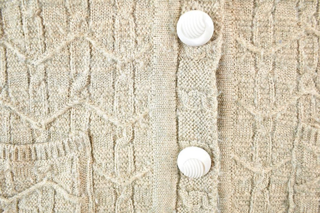 Vintage 90s Wool Knit Cardigan Vest - Chunky Button Up