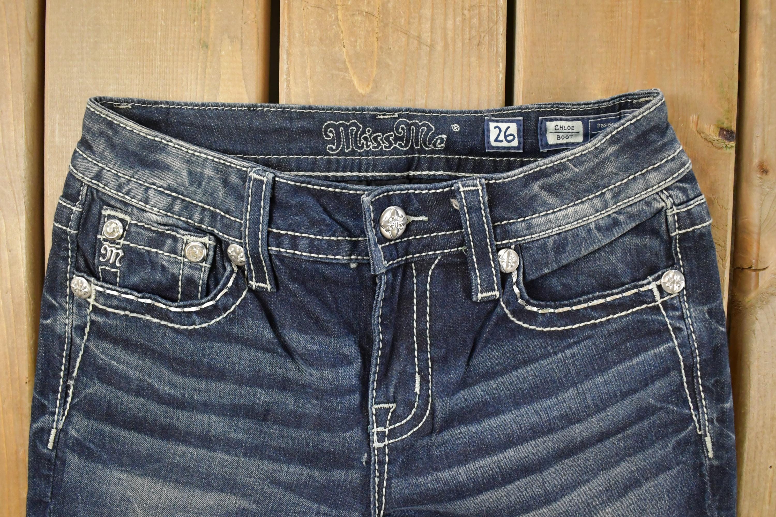 Vintage Deadstock Y2K Miss Me Bedazzled Low Rise Jeans Women's Size 26x31