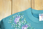 Vintage 1990s Jerzeez Hand Painted Floral Cute Crewneck Sweater