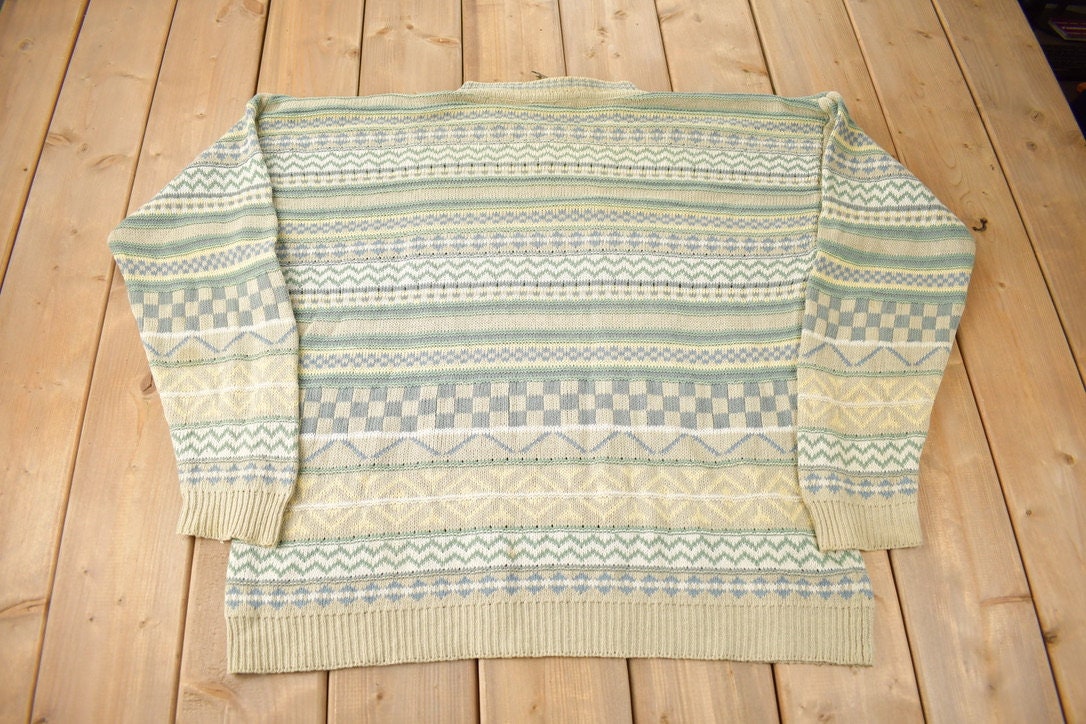 Vintage 1990s JJ Farmer Abstract Pattern Knit Crewneck Sweater