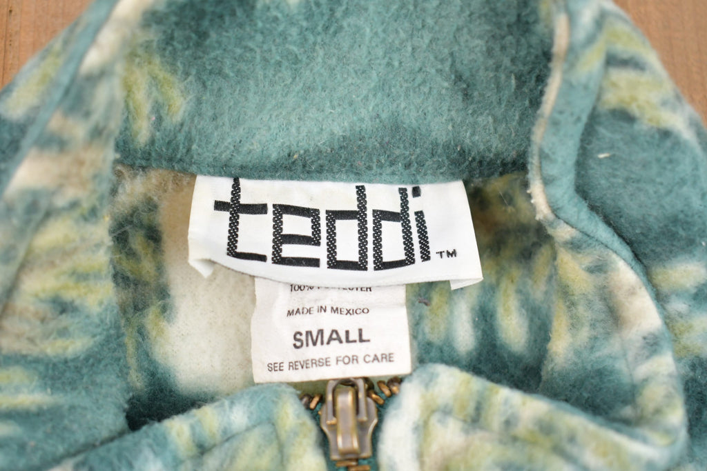 Vintage 1990s Teddi Floral Tree Print Full Zip Fleece Sweater
