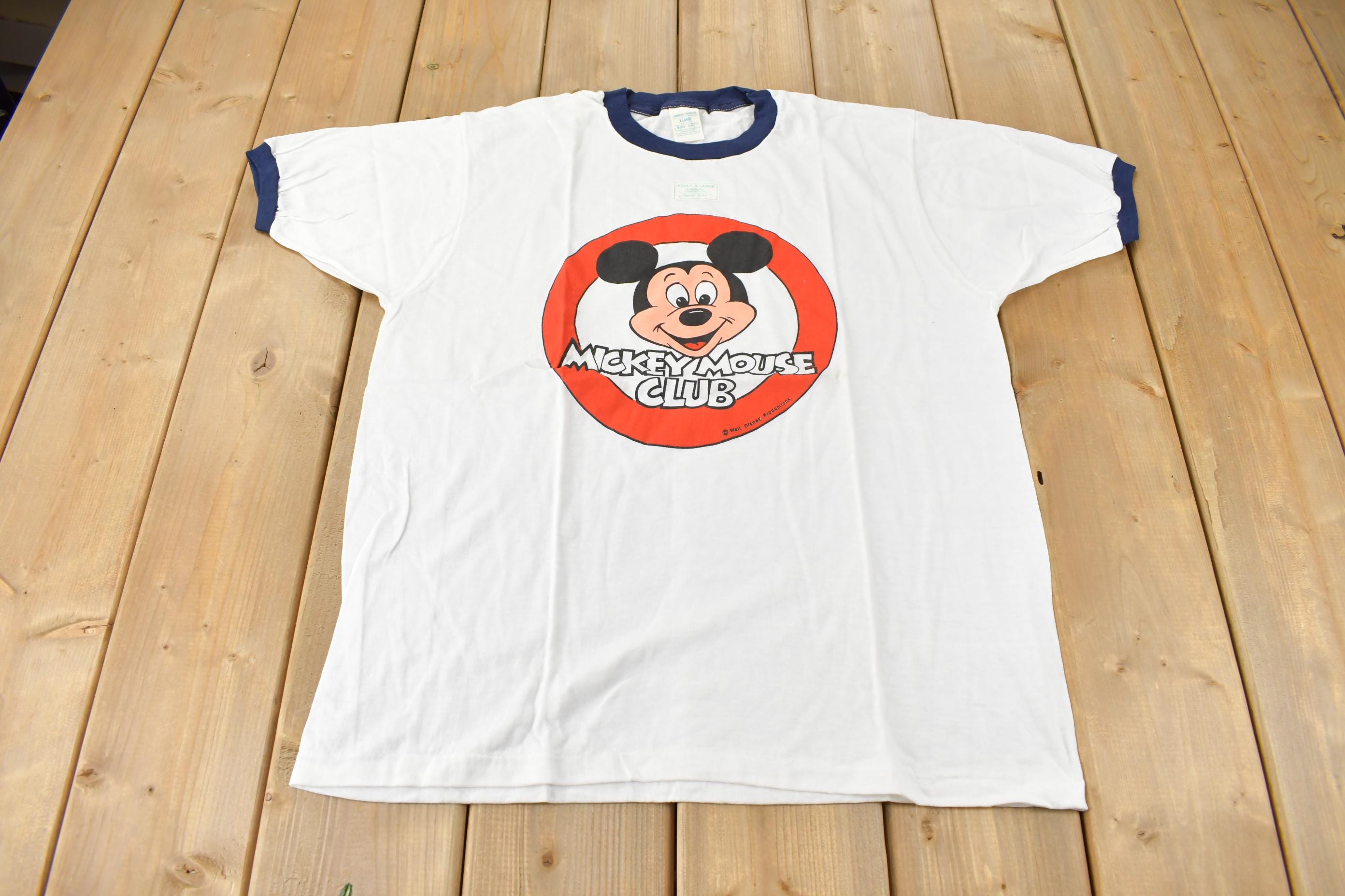 Vintage 1970s Deadstock Walt Disney Mickey Mouse Graphic Ringer T-Shirt