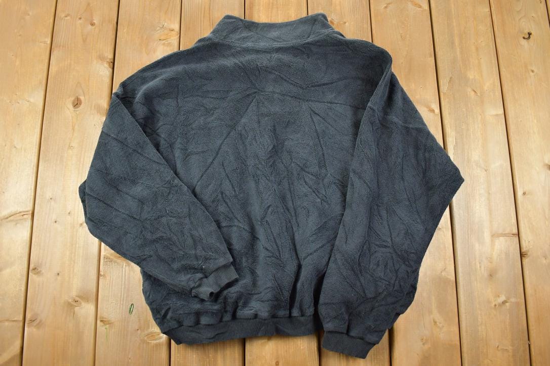 Vintage 1990s JJ Skivvee Made In Michigan Quarter Button Crewneck Sweatshirt