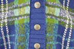 Vintage 1990s Liz Sport Abstract Plaid Knit Cardigan Sweater Women's L