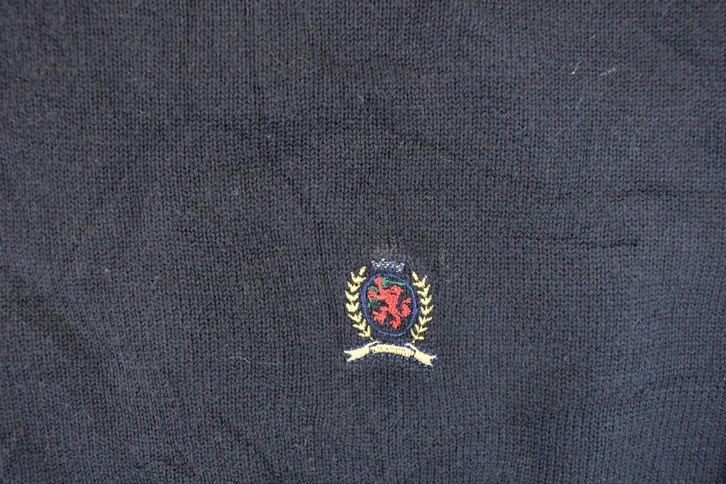 Vintage 1990s Tommy Hilfiger Knit Crewneck Sweater Men's L  90s Knitted Sweatshirt  Vintage Preppy Knits