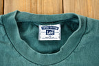 Vintage 1990s Lee Single Stitch Thick Collared Blank Green T-Shirt