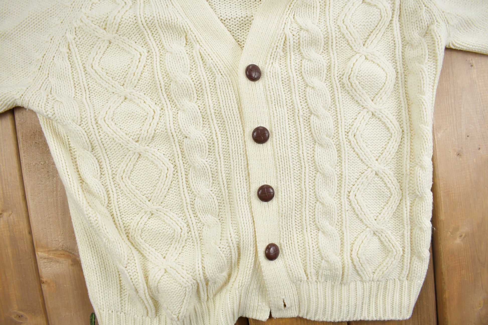 Vintage 1970s 3D Cable Knit Cardigan Sweater  Buffalo  True Vintage  Knit Cardigan  Streetwear
