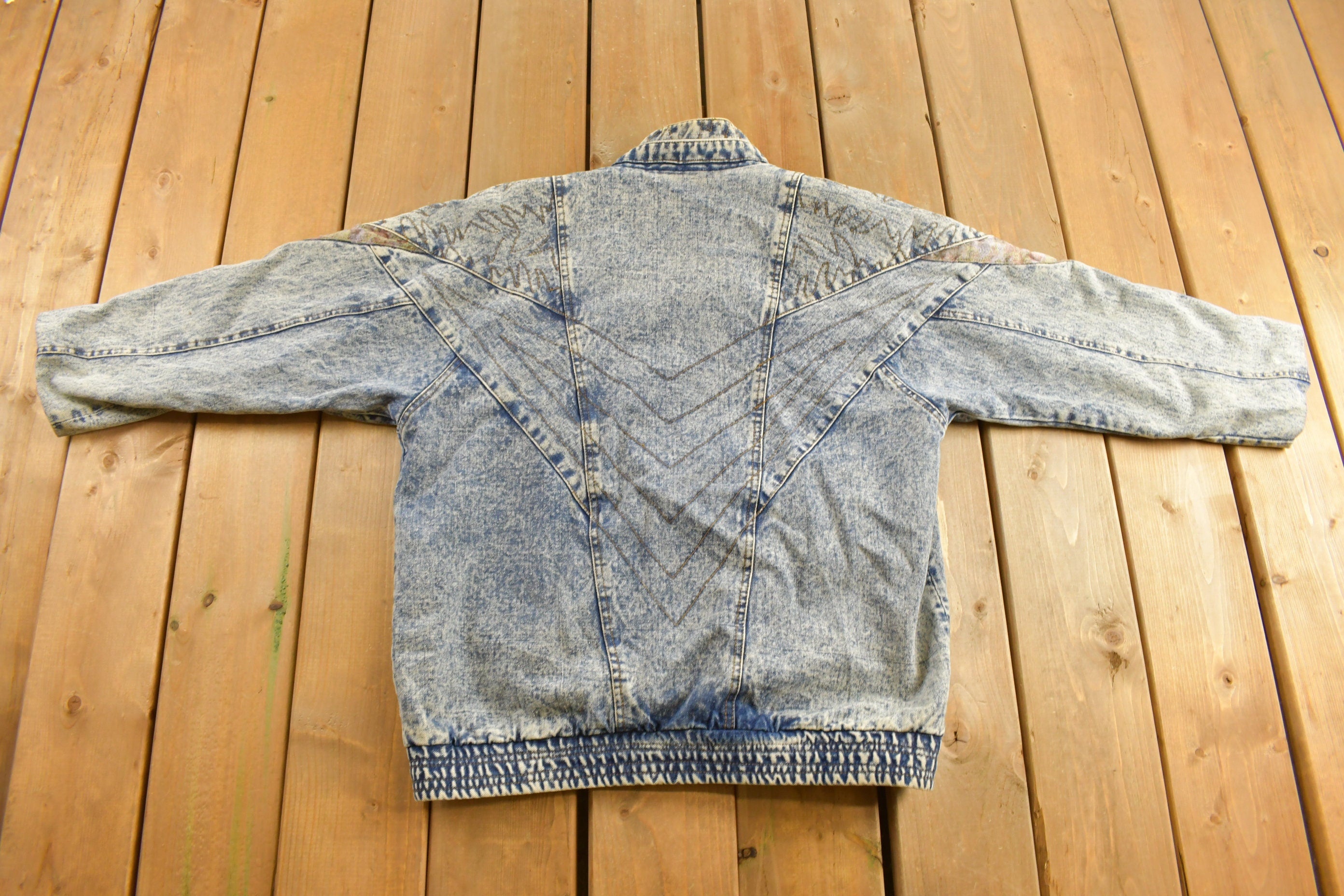 Vintage 1990s Acid Wash Denim Jean Jacket Vest