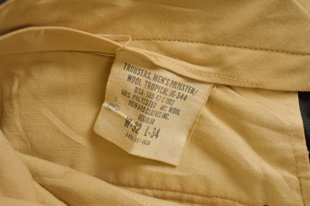 Vintage 1970s Military Wool Trousers with Belt Size 28 x 29